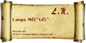 Langa Máté névjegykártya