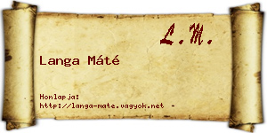 Langa Máté névjegykártya